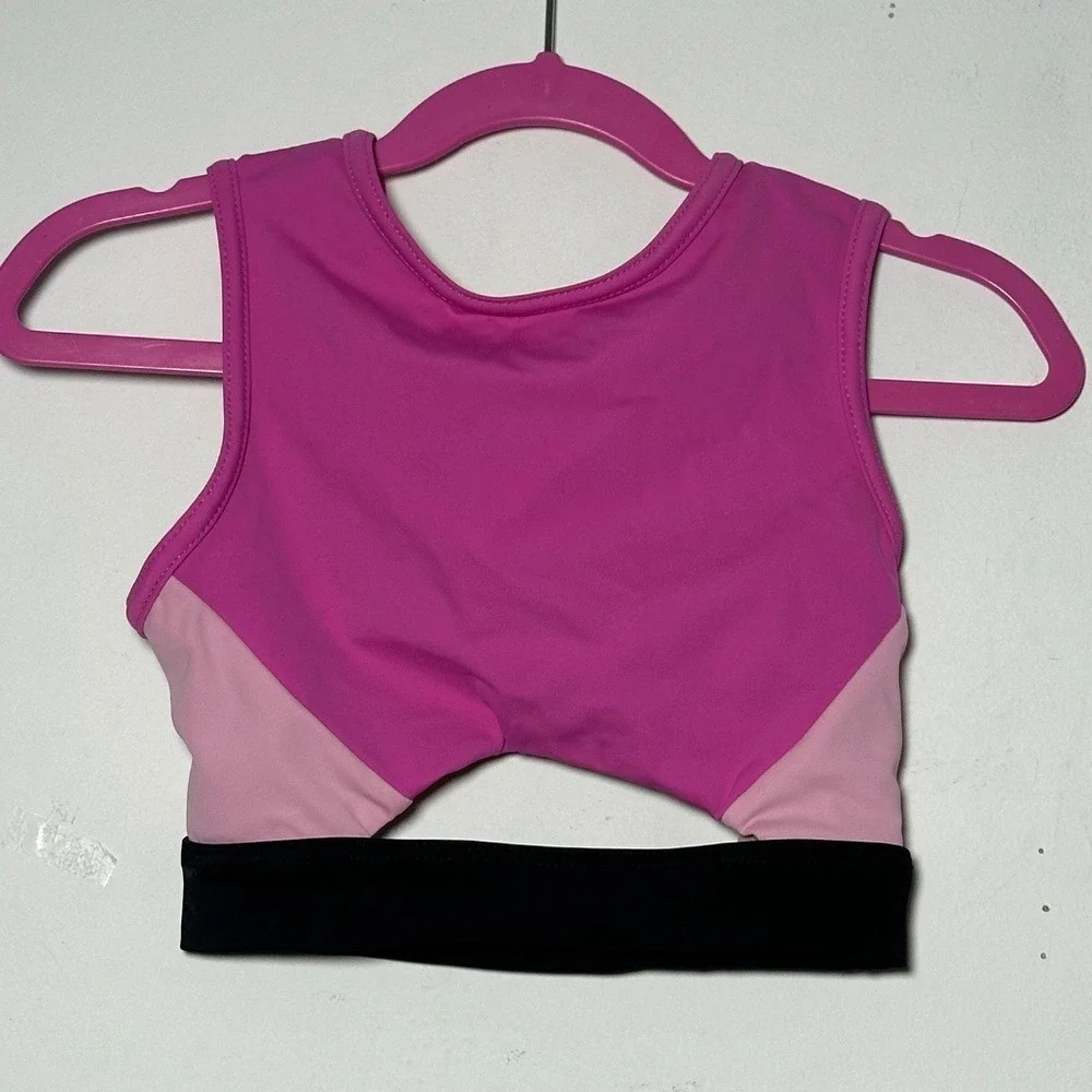 Pink Black Lumi Color Block colorblock Dance Crop Top CM